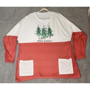 Holiday Scrub Top‎ Size 5xl Red White Holiday Christmas